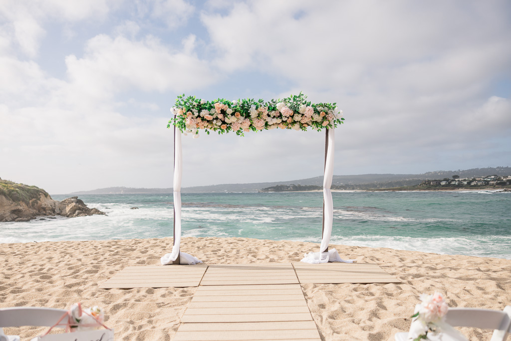 Monastery Beach wedding arbor decor