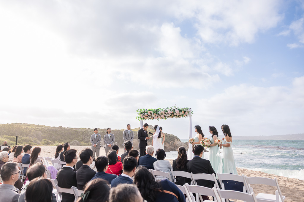 beautiful sunny wedding ceremony at Monastery Beach