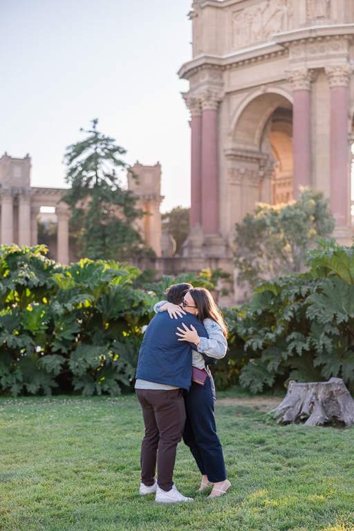 golden hour Palace of Fine Arts surprise proposal