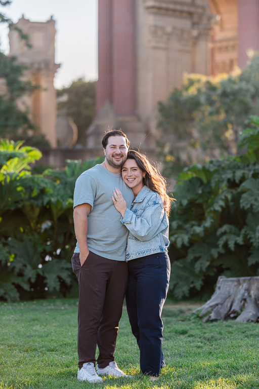 engagement photos at golden hour at the Palace of Fine Arts