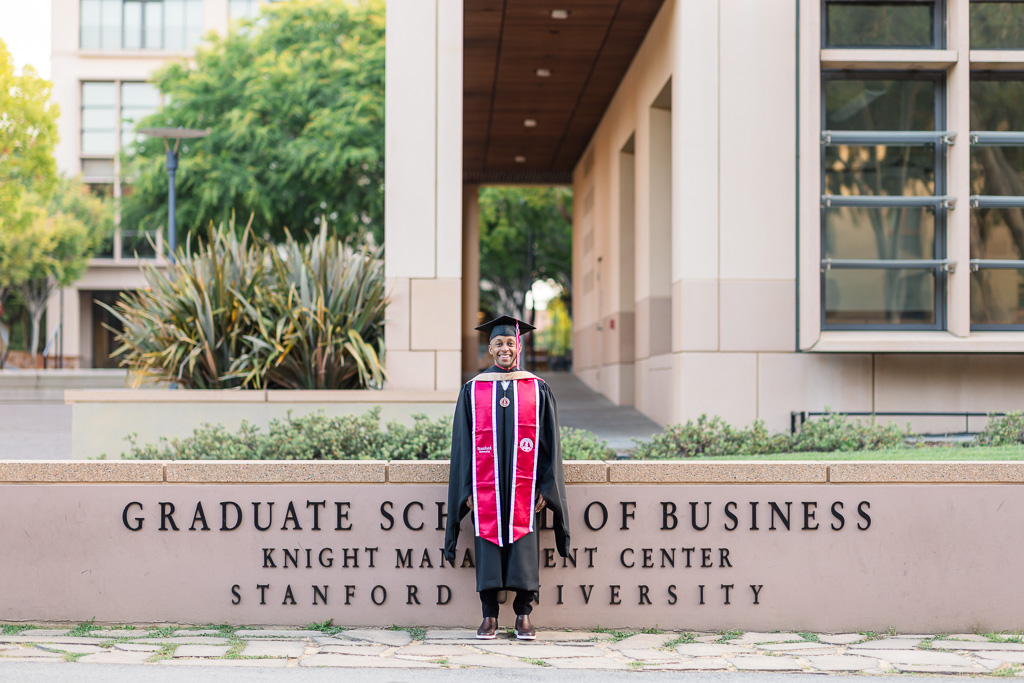 Stanford GSB sign graduation photo