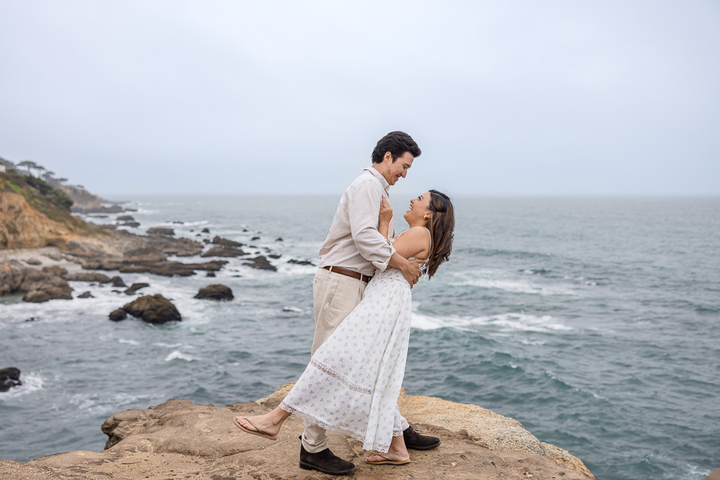 doing a dip on the cliffs above Montara State Beach