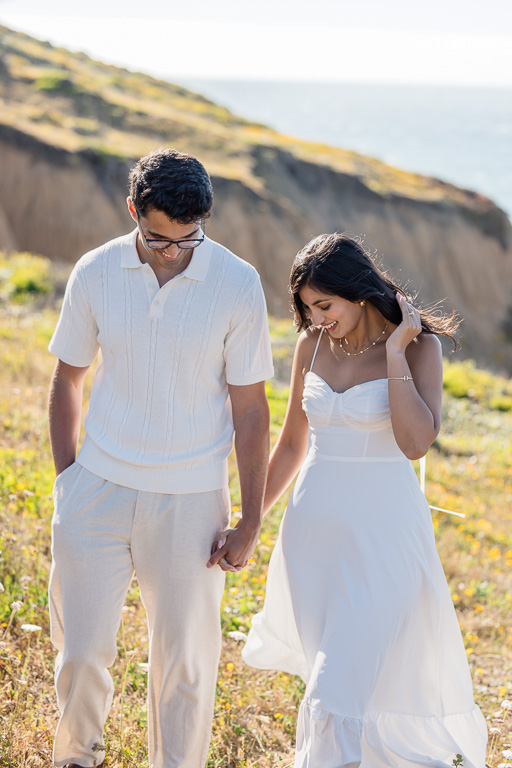 candid style engagement photos on the California coast