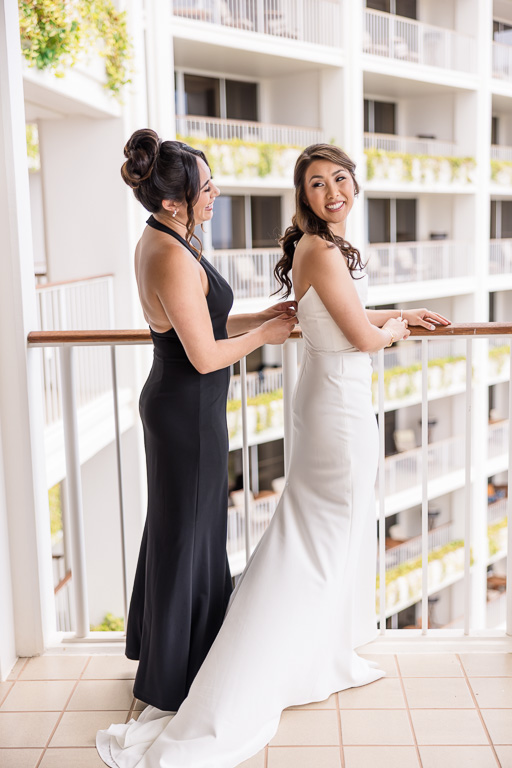 bride and bridesmaid