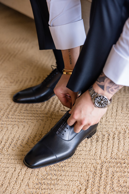 close-up of groom's shoes