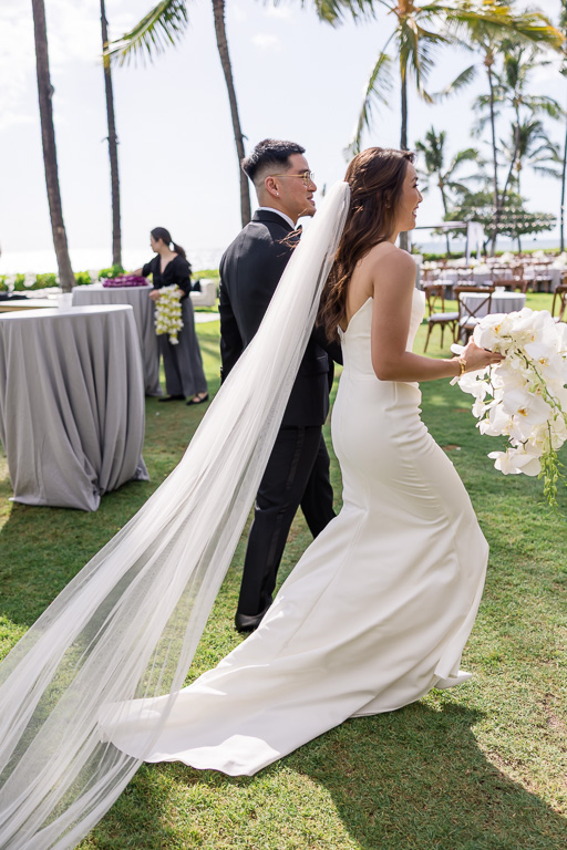 candid shot of bride and groom