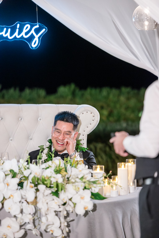 groom reaction to toast
