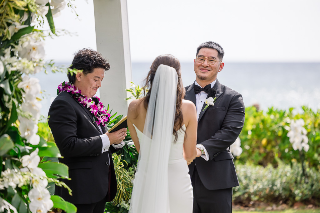 groom's angle during wedding ceremony