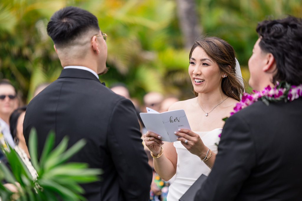 bride delivering her emotional, heartfelt vows