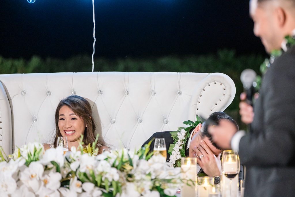 embarrassed reaction to dinner speech