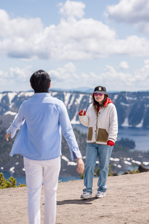 greeting girlfriend seconds before surprise proposal