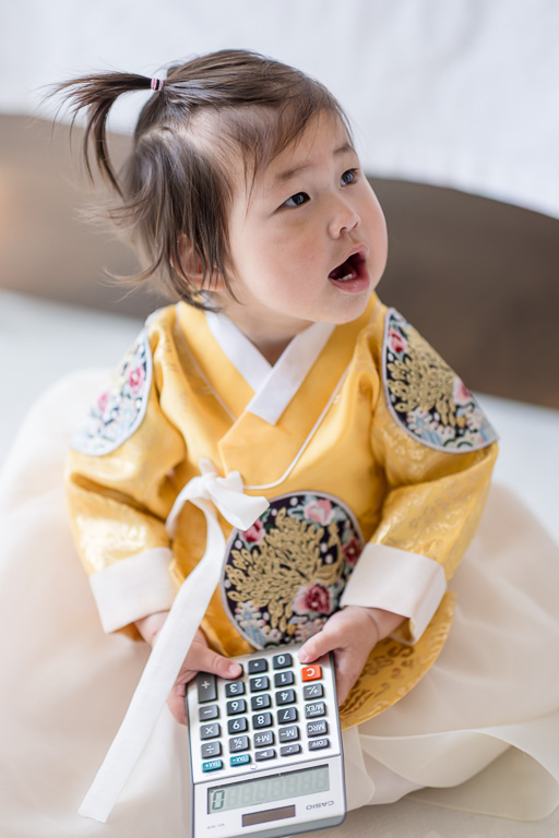 cute Korean baby with calculator