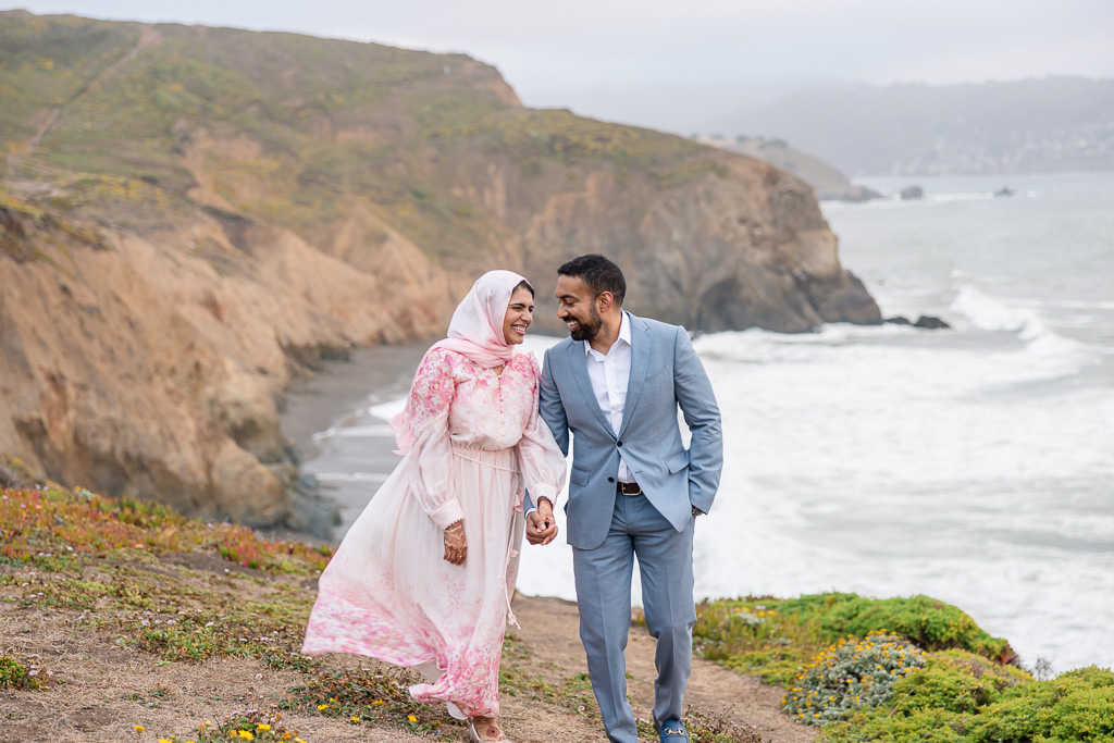 Pacifica cliffside engagement shoot