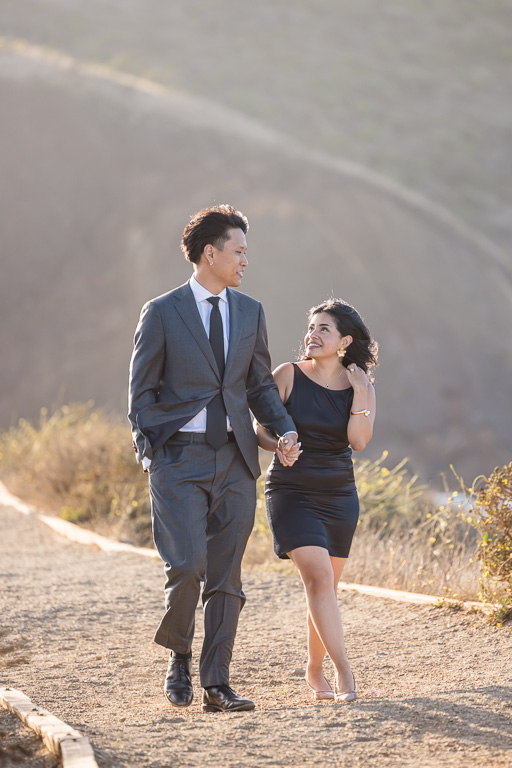 sun-kissed engagement photos at Battery Spencer in the Marin Headlands