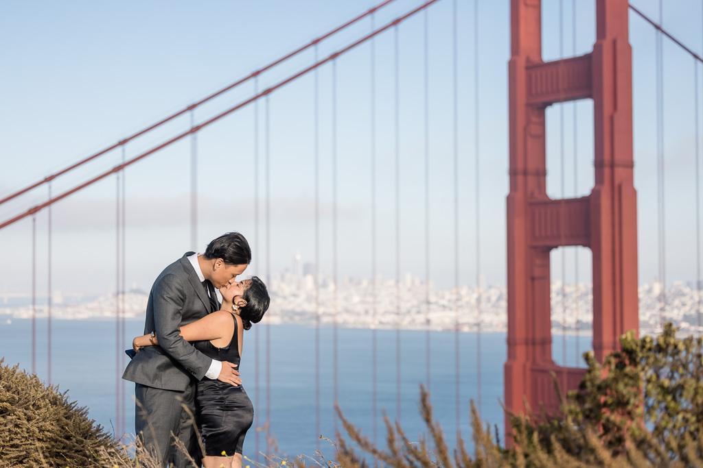 Golden Gate Bridge up close and big engagement photos