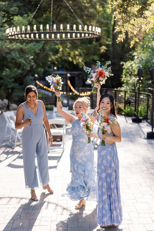 a candid shot of beautiful bridesmaids