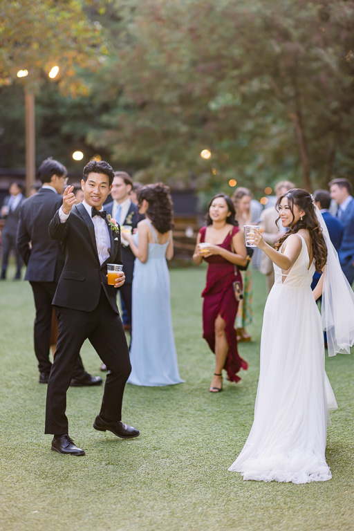 the newlyweds at cocktail hour