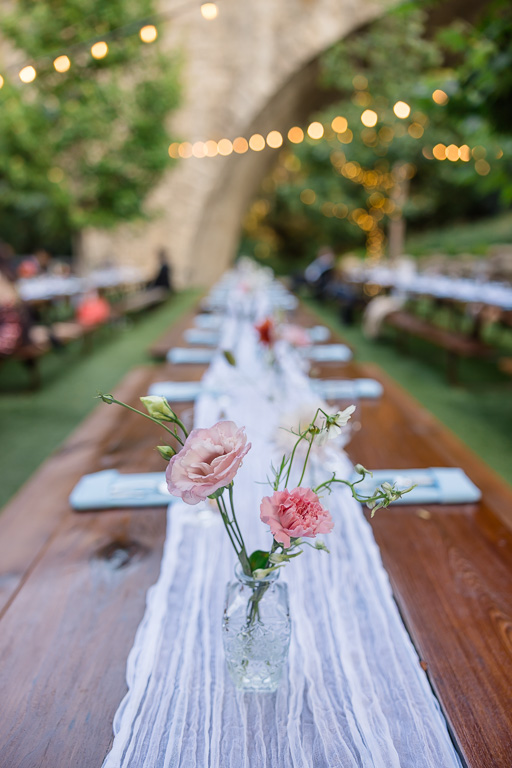 wooden reception table