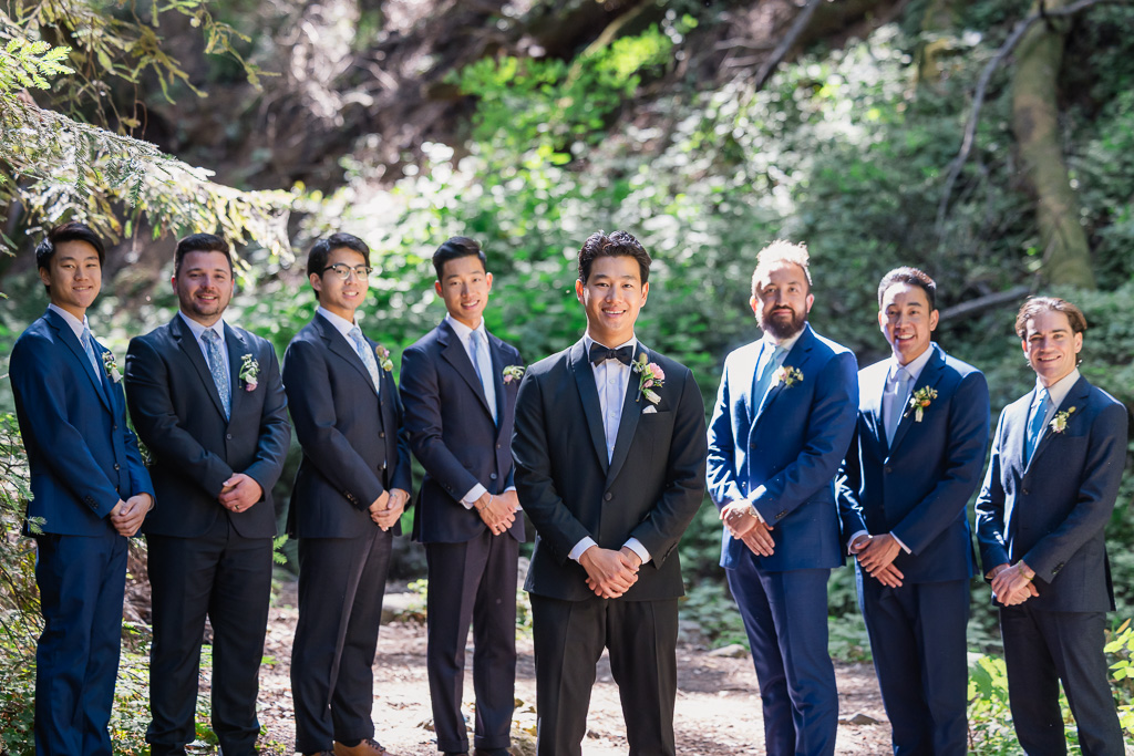 groomsmen photo in a forest setting