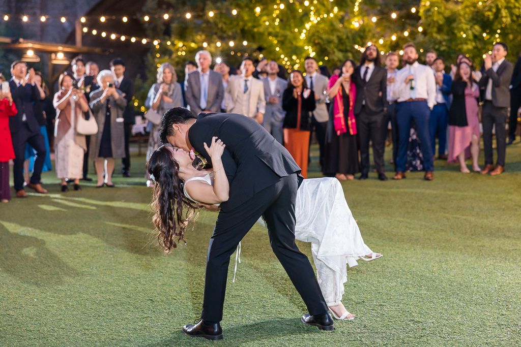 dip and kiss at end of first dance