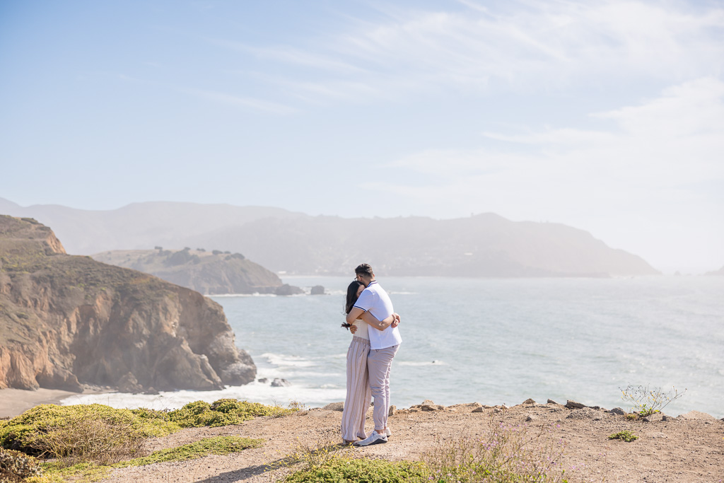 real proposal moment on ocean cliffside