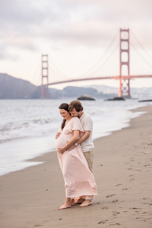 soft pastel maternity photo at Baker Beach