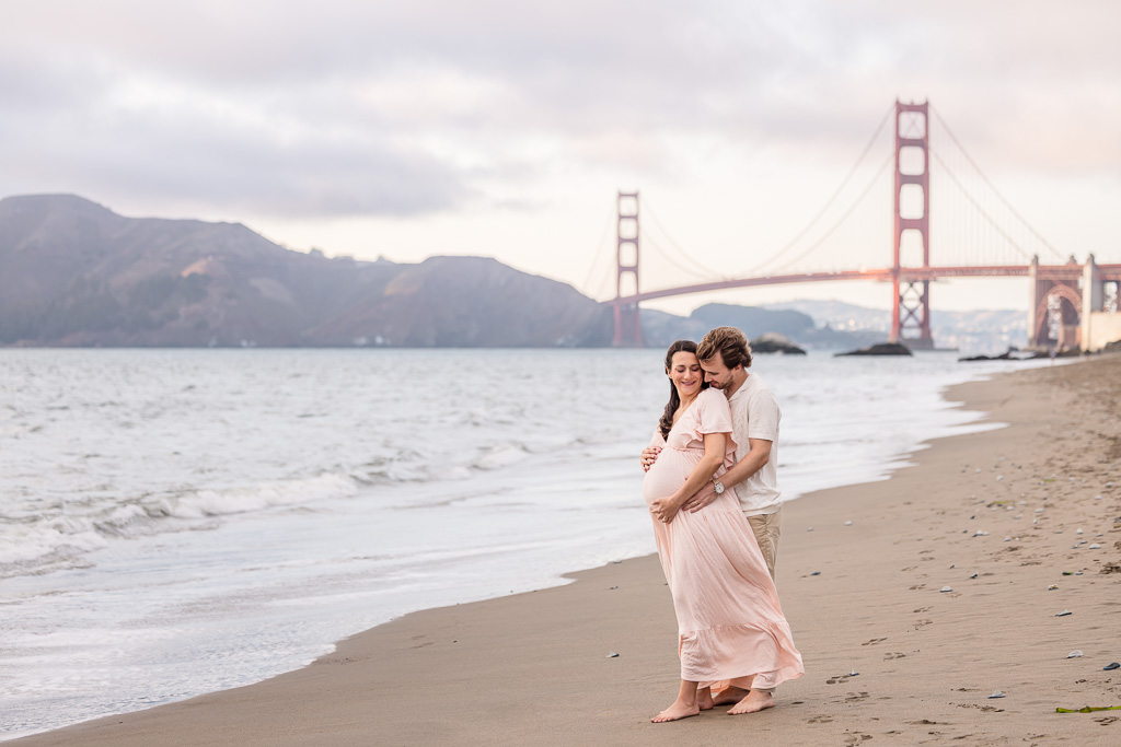 pastel colored Baker Beach dreamy maternity photos