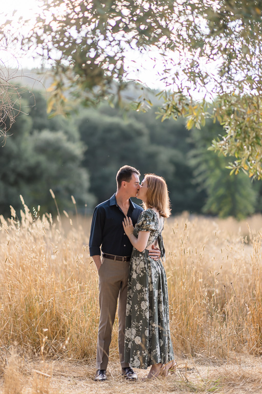 grassy field engagement photos