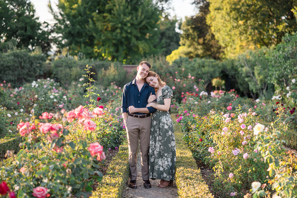 cute engagement shot in the gardens of Filoli