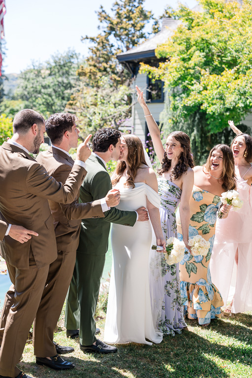 wedding party photo from a side angle