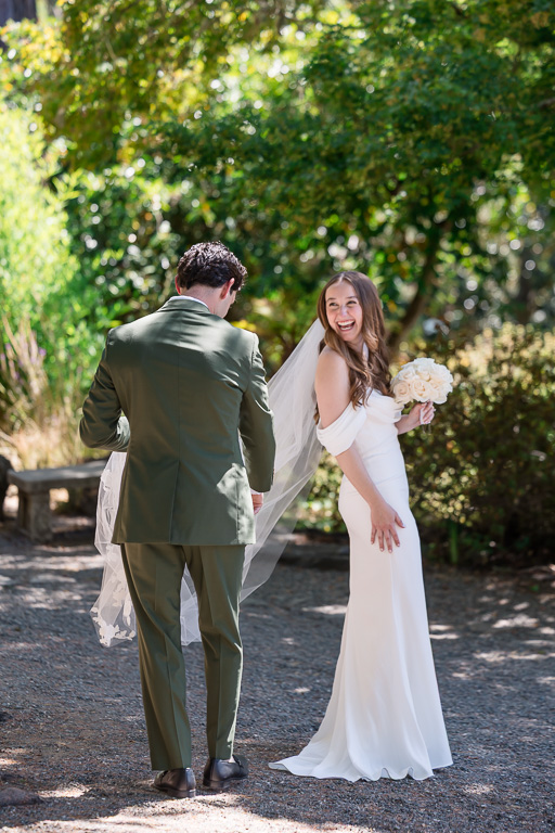 documentary style wedding photo of bride and groom