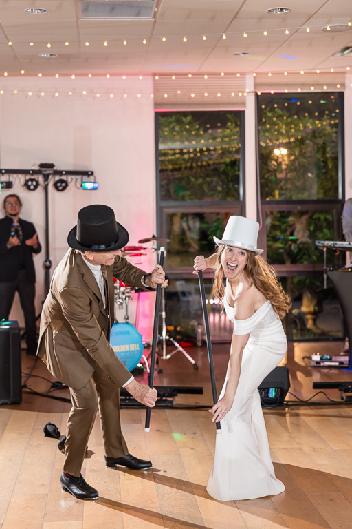 bride and her father giving a unique tap dance performance for everyone