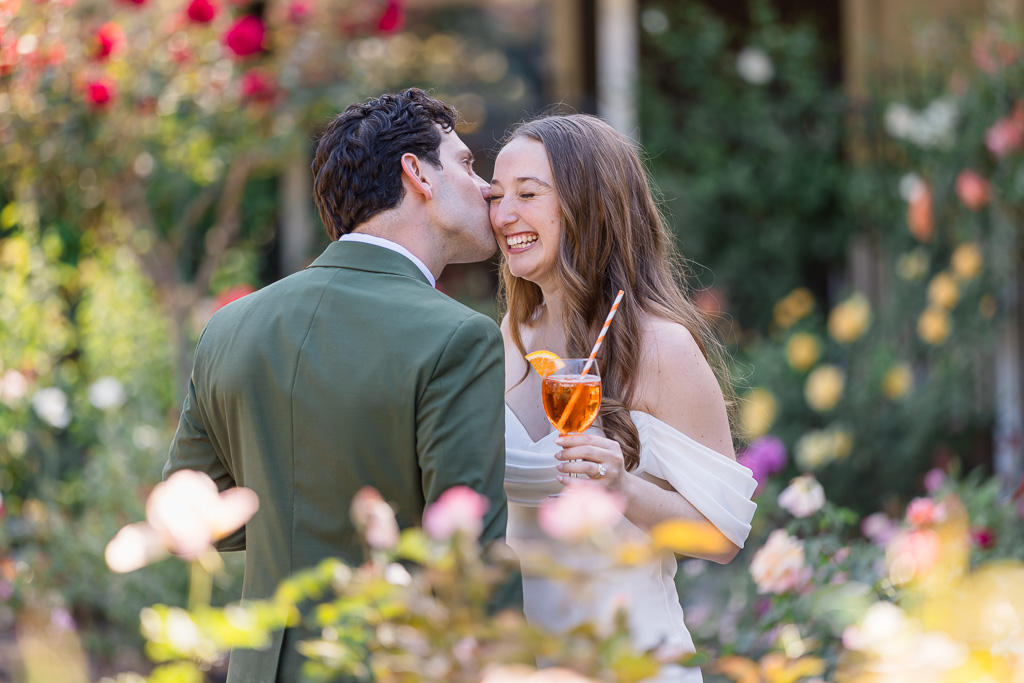 candid moment during quiet time between bride and groom just after wedding ceremony