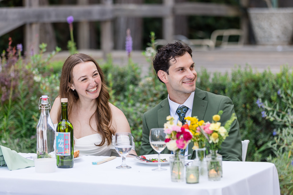bride and groom reactions during speeches