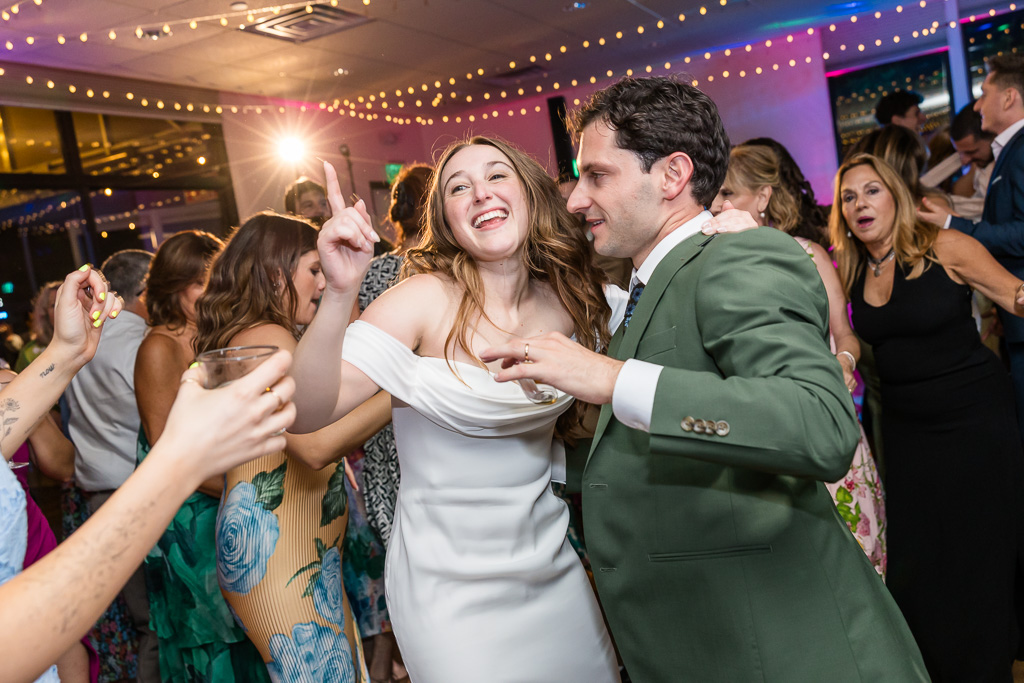 bride and groom on the dance floor late into the night at the Marin Art & Garden Center