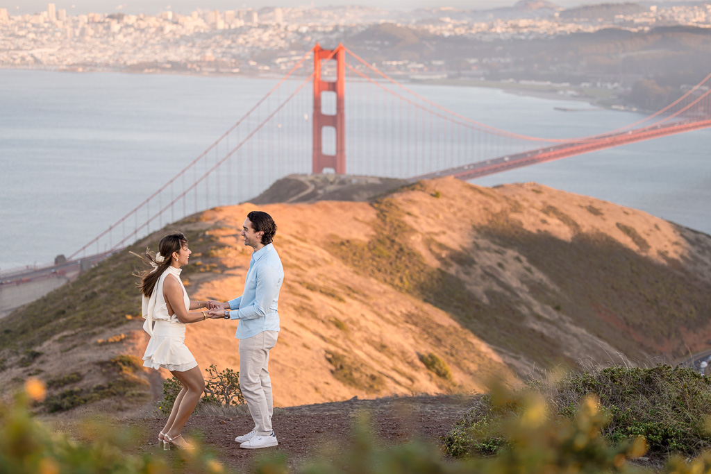 jumping up and down after he asked her to marry him