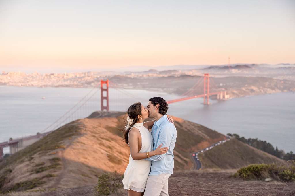 Golden Gate Bridge view point engagement photos at sunset