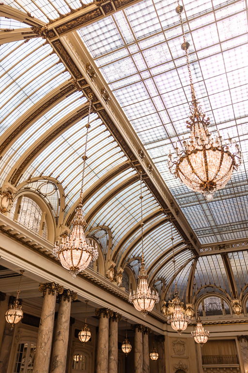 pretty photo of the interior roof of the Palace Hotel