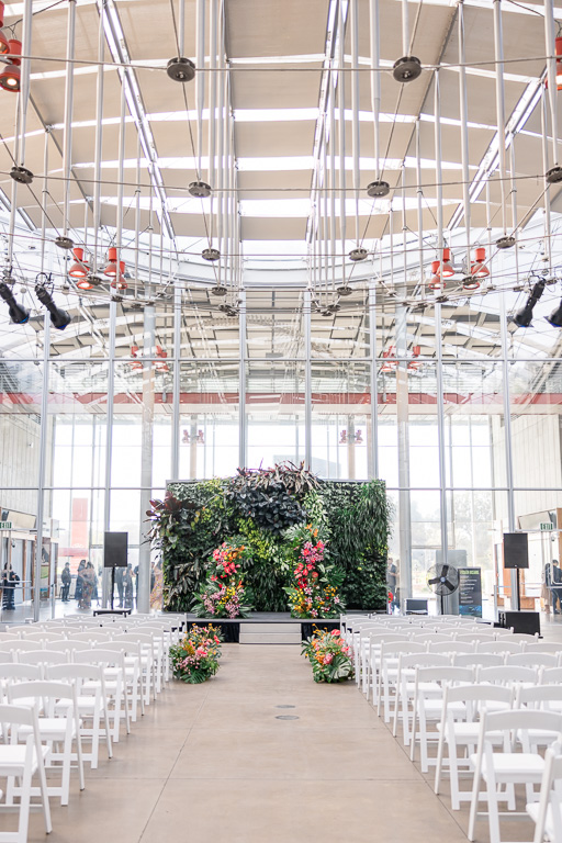 Cal Academy Piazza room wedding ceremony setup