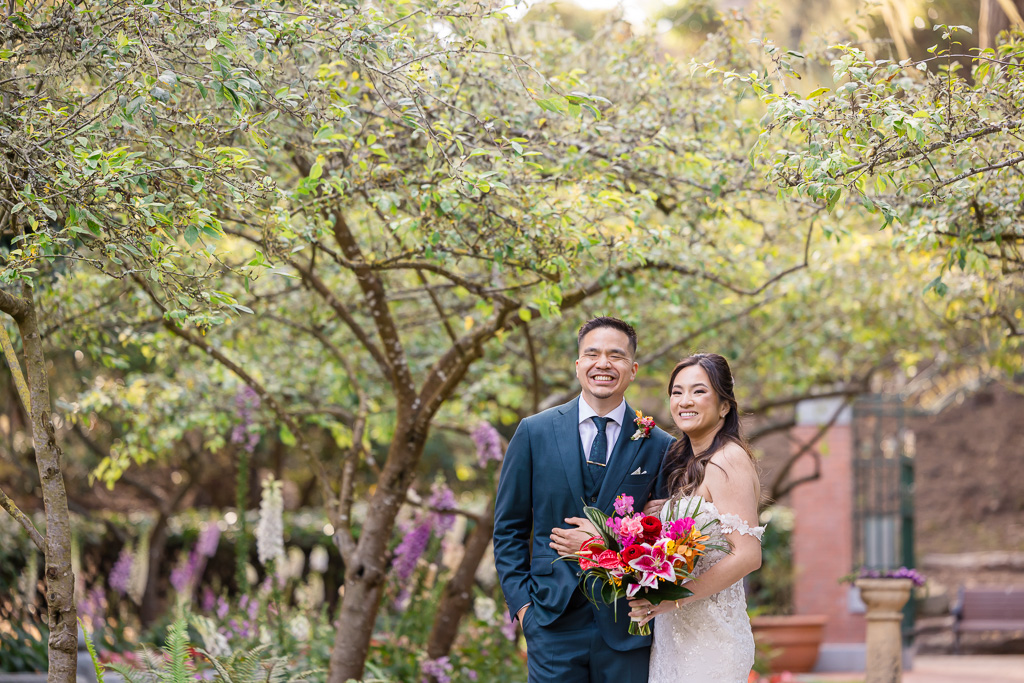 wedding portrait at the Shakespeare Garden in Golden Gate Park