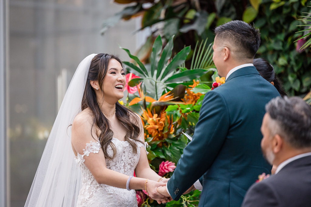close-up of bride at ceremony