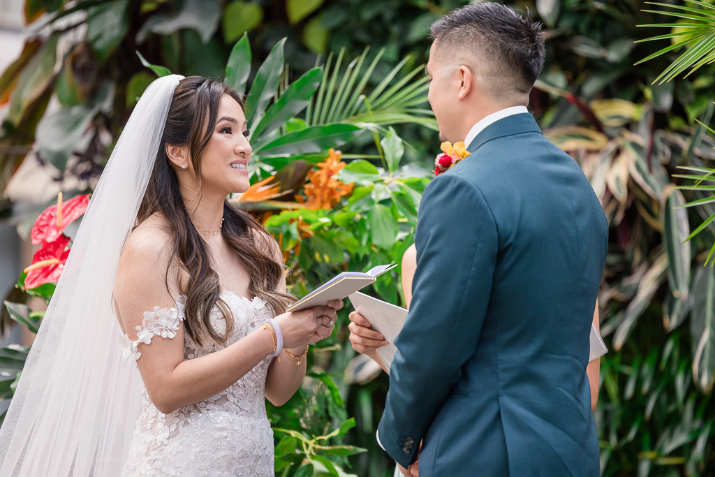 bride delivering her wedding vows