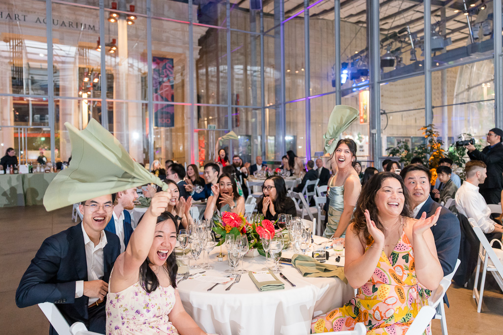 guests cheering wildly during welcome speech