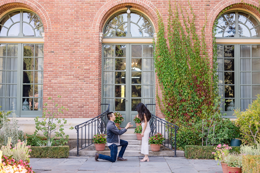 Filoli House marriage proposal at the back of the brick house