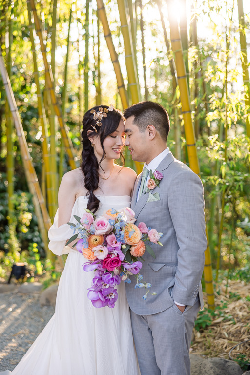bamboo forest garden wedding portrait