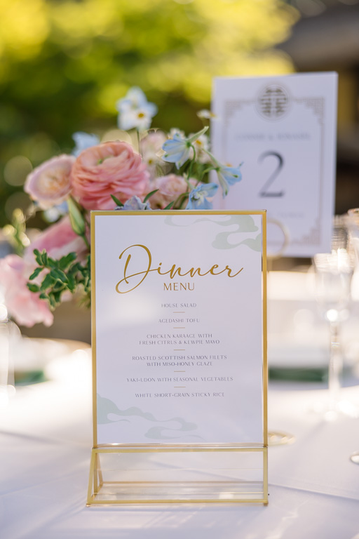 golden framed dinner menu
