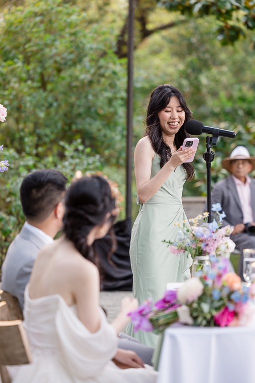 bridesmaid giving a speech