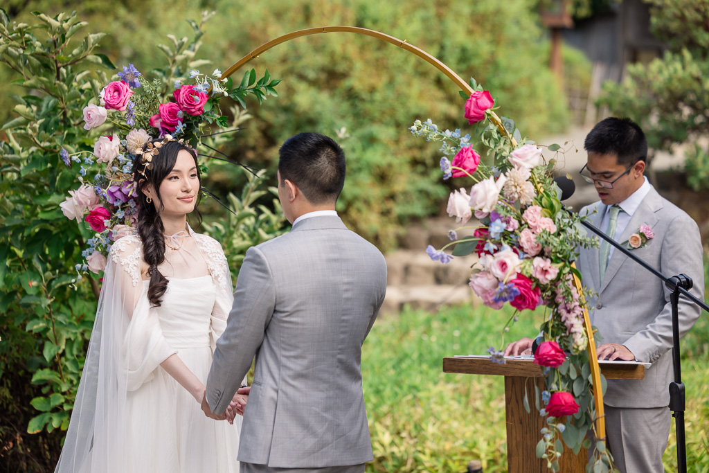 bride and groom at the altar during ceremony
