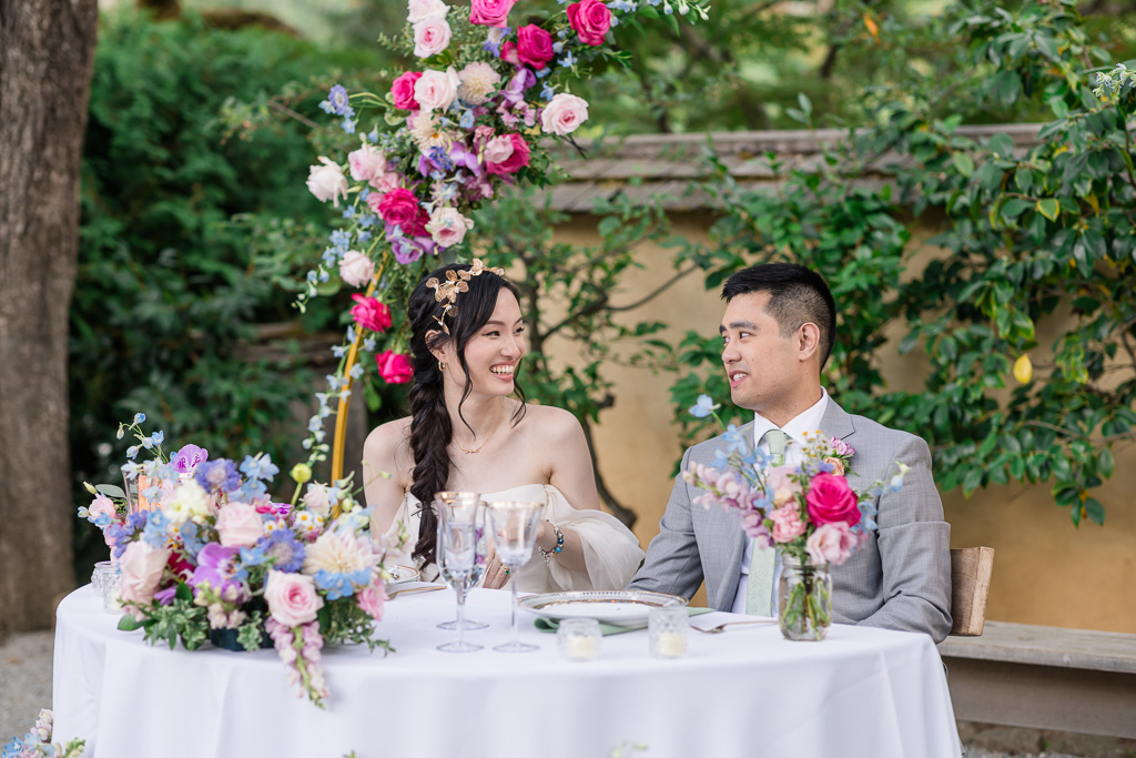 bride and groom sharing a glance