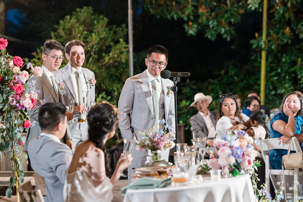 multi-groomsmen combined dinner toast